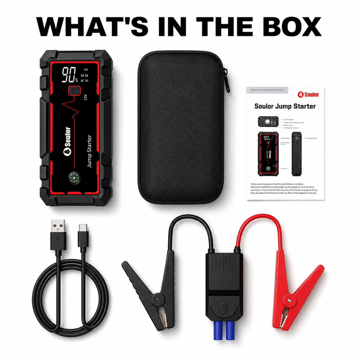 Soulor™ Portable Jump Starter – Powerful Emergency Car Battery Booster