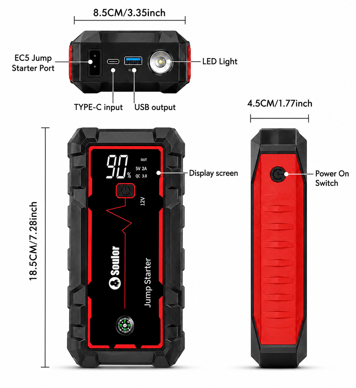 Soulor™ Portable Jump Starter – Powerful Emergency Car Battery Booster